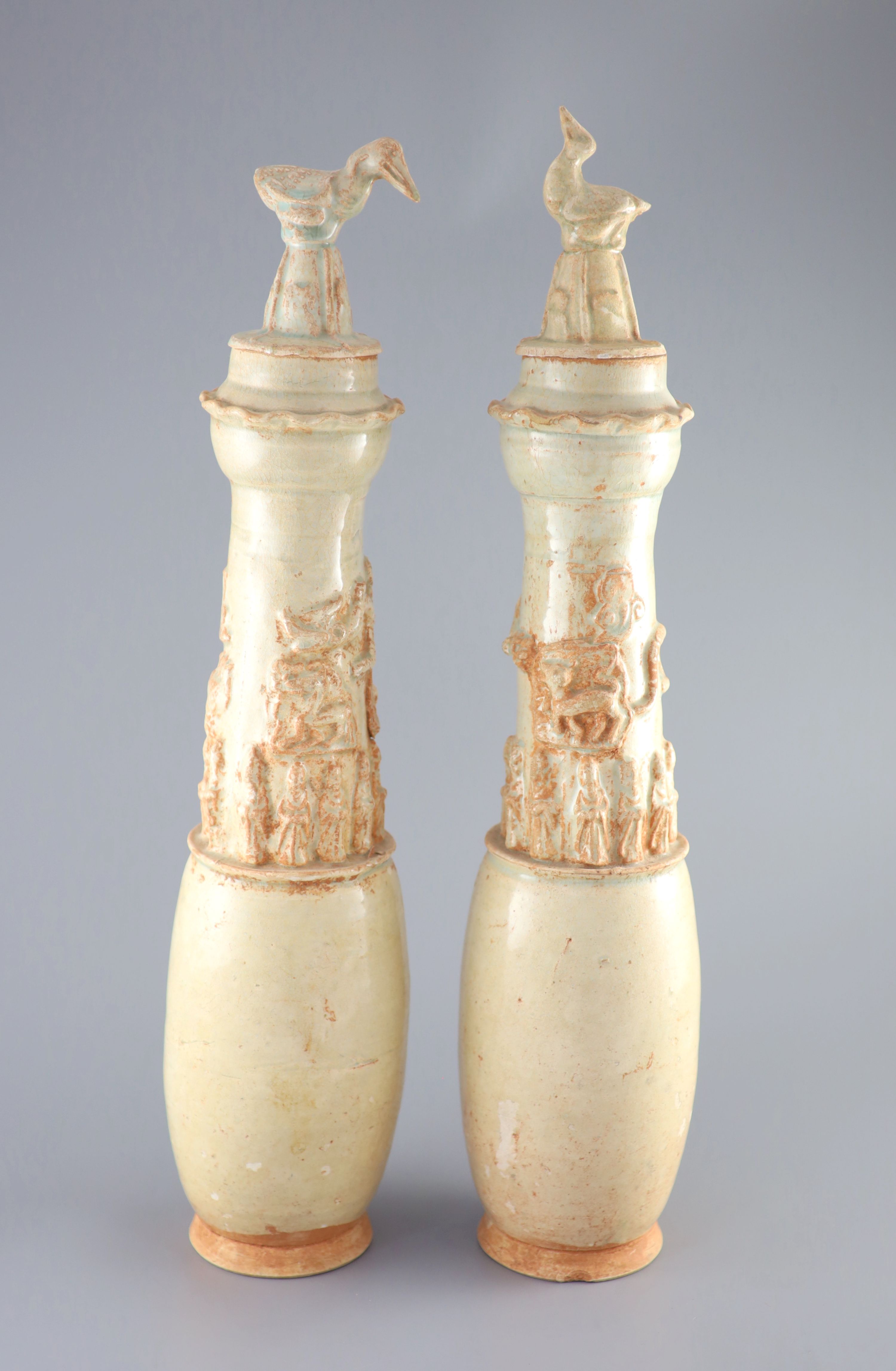 A pair of Qingbai funeral vases and lids (undamaged) song dynasty